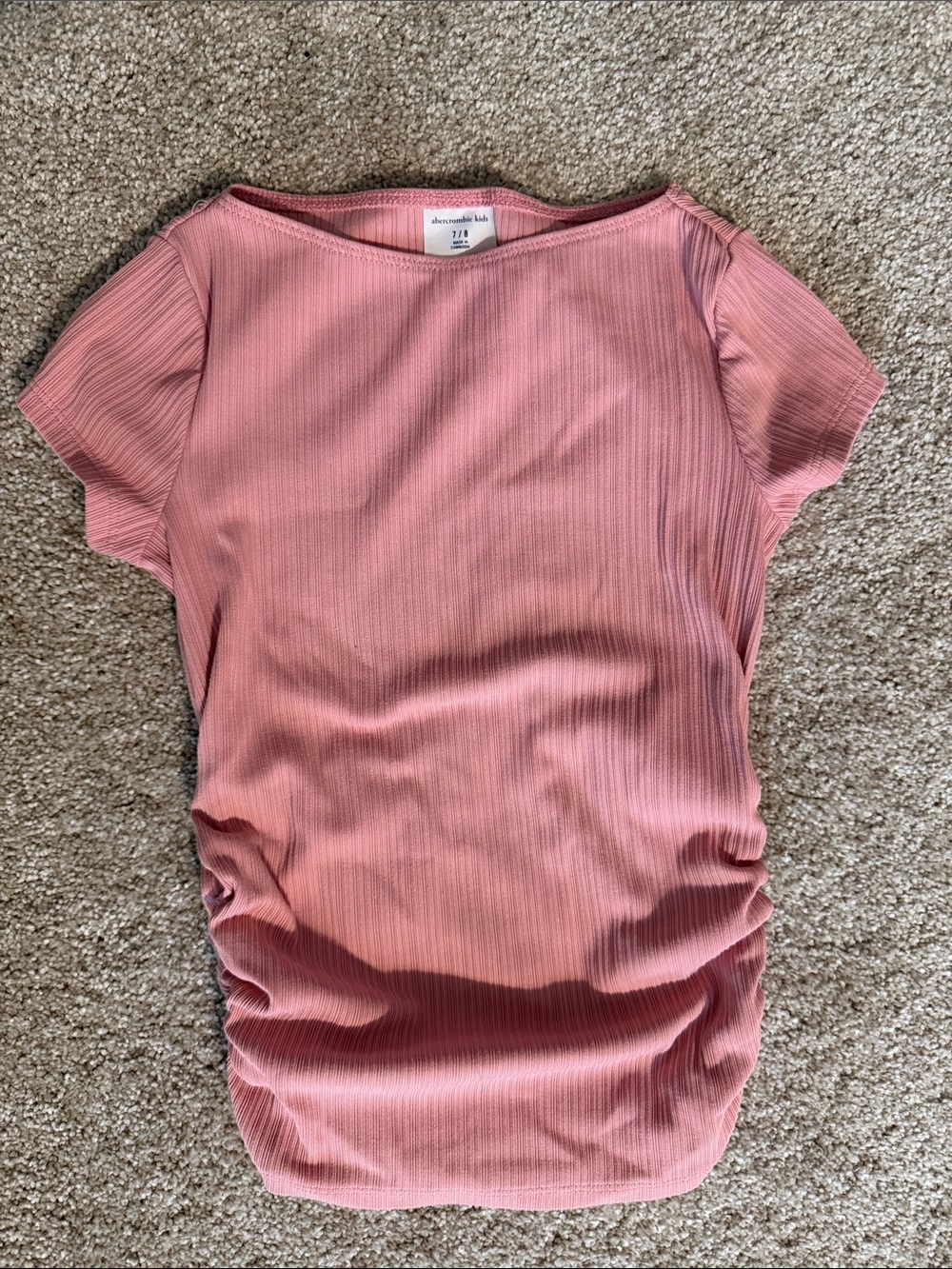 abercrombie kids Dusty Pink Ribbed Short Sleeve Top